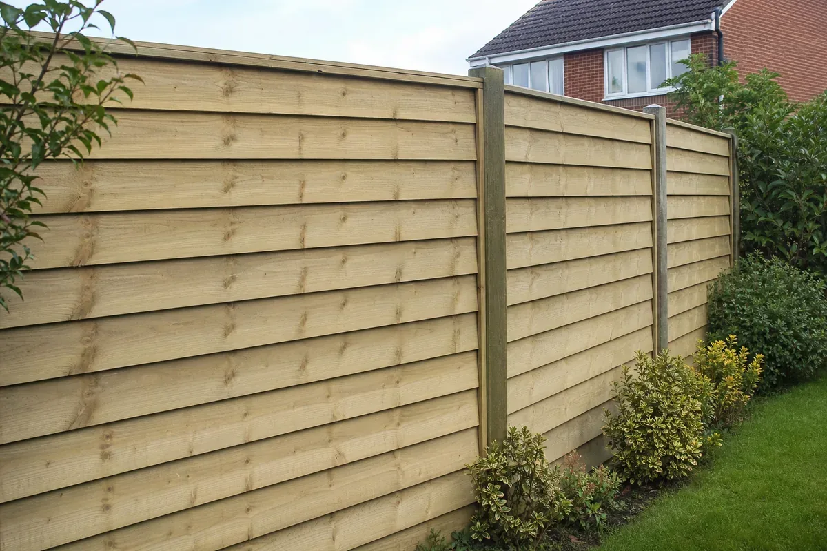 Feather edge timber fencing in a Solihull garden