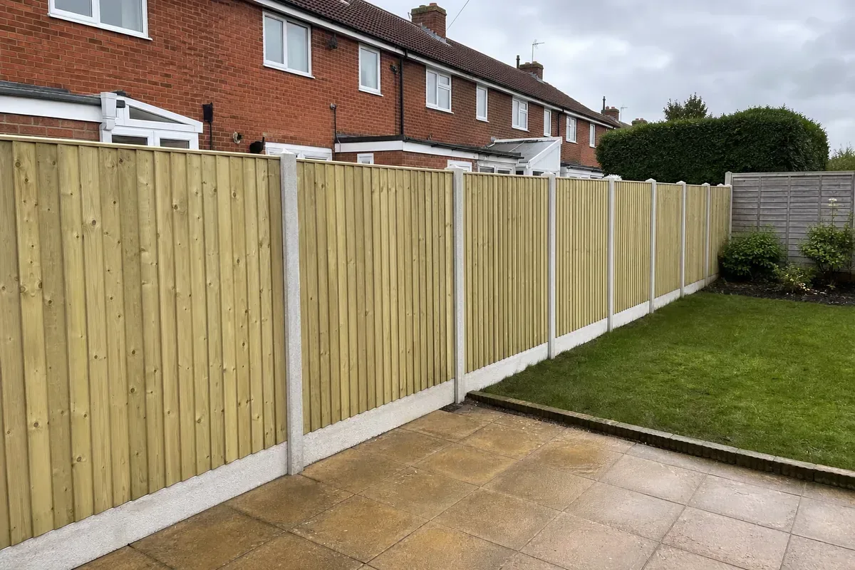Garden fencing installed at a residential property in Solihull